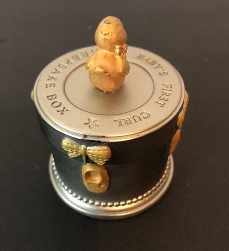 Baby First Curl Keepsake Pewter Jar / Box
