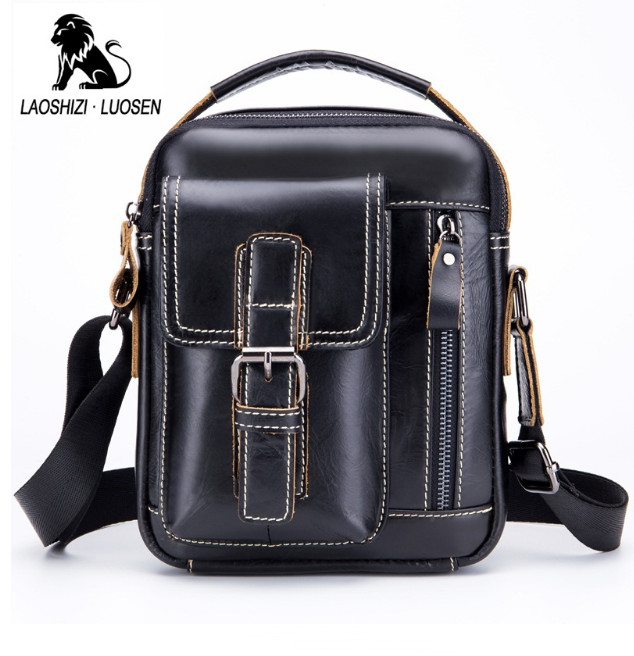 LUOSEN Men Shoulder Bags Genuine Leather Small Vintage