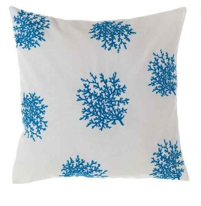 Kissen incl Fllung bestickt wei trkis Koralle 45 x 45 2 Modelle Blanc Mariclo
