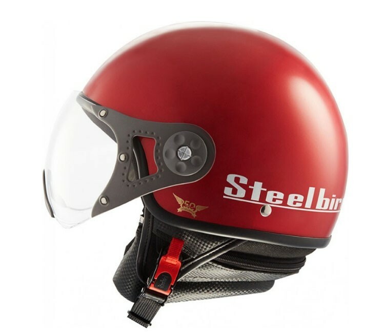 Steelbird SB-27 Style Cherry Red Open Face Smoke Visor Helmet L Size 600mm