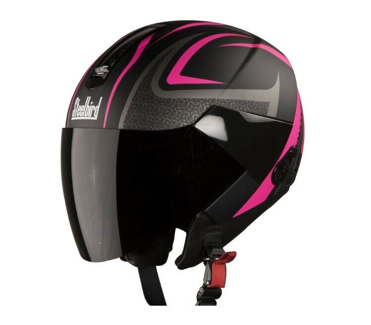 SB-33 Eve Sublime Mat Black & Pink With Open Face Clear Visor M Size 580mm  