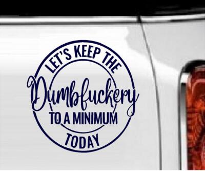 Let's Keep The Dumbfuckery To A Minimum Today - Vinyl Decal Home Décor 6'' x 6''