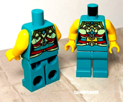 New LEGO Girl Warrior Goddess Costume Torso Matching Legs Yellow Tummy Arms TEAL