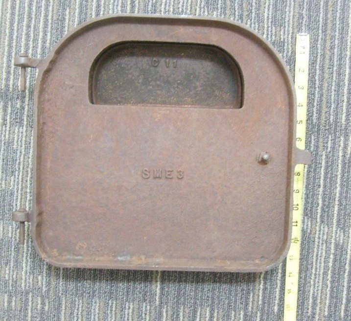 Antique SME 3 wood stove door Cast Iron metal with DRAFT door Antique hearth