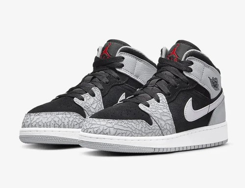Nike Air Jordan 1 ホワイト/ブラック/グレー エレファント Nike Air Jordan 1 Mid SE Elephant Black Grey Shoes DM6216