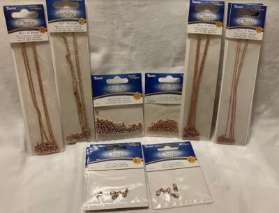 CLOSEOUT Assorted Lot of Rose Gold Clasps Chains Beads Jump Rings Jewelry-188pcs