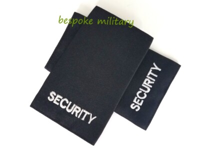 NEW PAIR OF GENUINE BLACK SECURITY BADGE EPAULETTES (SILVER ON BLACK) BRAND NEW