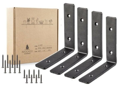 Heavy Duty Metal Wall Brackets: 6 x 6-inch Rustic Steel L Bracket for Hanging 4