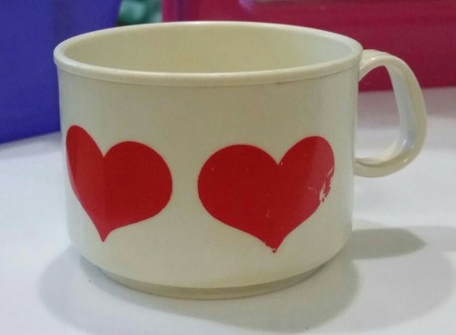 Vintage Small Gowi Toys Plastic Tea Cup with Hearts