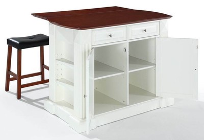 Breakfast Bar Top Kitchen Island with Saddle Stools [ID 1698413]