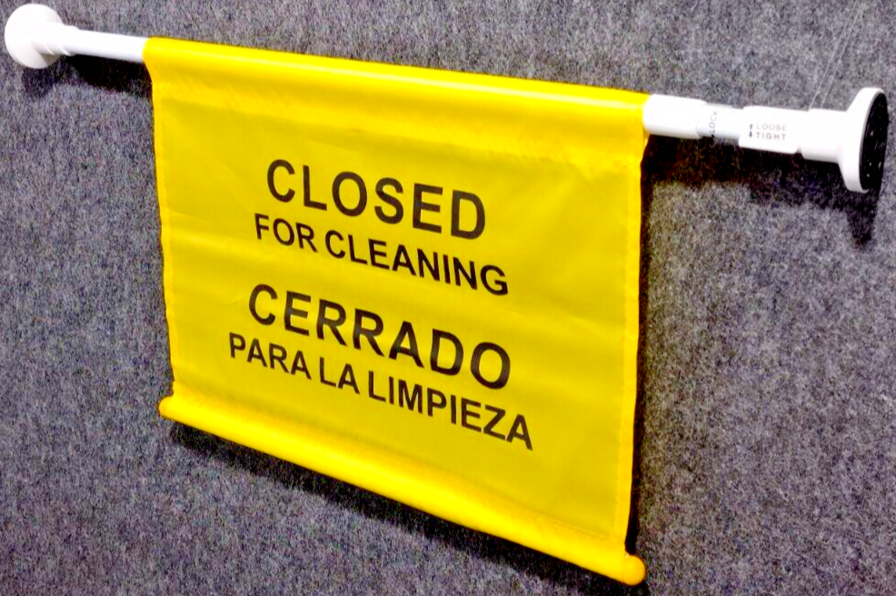 Closed For Cleaning Door Safety Barrier Sign 30-52" Twist-Lock Pole Tolco 320210