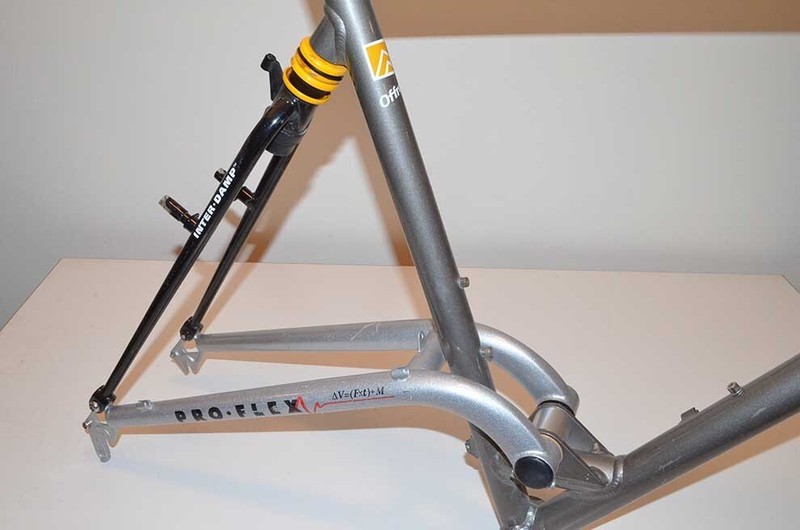 Vintage 1990s Off-Road 352 Bicycle Frame with Proflex Inter-Damp Suspension.