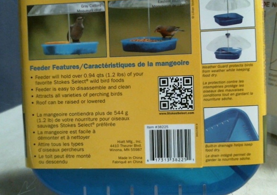 Stokes Select Snacks'N'Treats Bird Feeder W/Weather Guard Blue 1.2lb Capacity FS