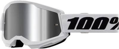 100-Percent Strata 2 Goggle White w/Mirror Silver Lens 50028-00019
