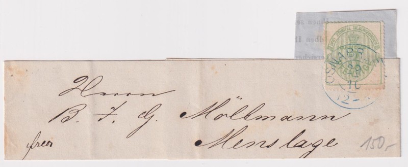 Ancienne Allemagne Hanovre 3 Pf. Mi.N Â° 21 Sur Streifband OsnabrÃ¼Ck 1864, TestÃ©