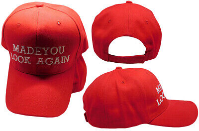 Made You Look Again Red White Letters Embroidered Hat Cap Trump 2024 MAGA Biden