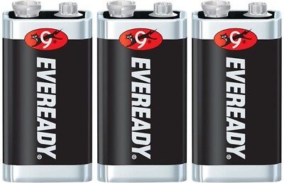 3 Eveready Super Heavy Duty 9V 9 Volt Carbon Zinc Batteries