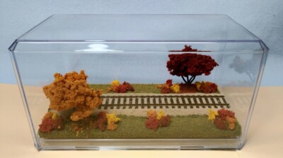 HO SCALE  9''  DISPLAY CASE -FALL FOLIAGE SCENE -FOR ANY HO LOCO & CAR-
