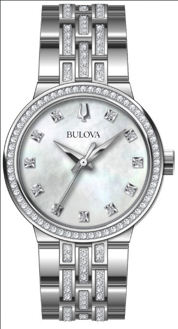 Женские часы Bulova из серебра с кристаллами и кварцем, украшенные драгоценными камнями, из нержавеющей стали, 29 ММ 96X163