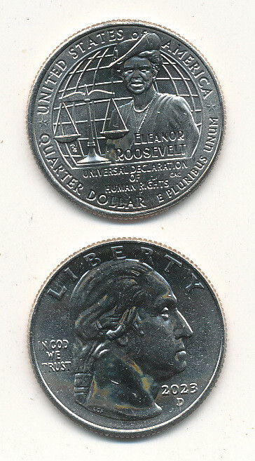 Usa - Quarter Dollar 2023 (Mint D) Unc Eleanor Roosevelt, Ausgegeben Am 5.6.2023