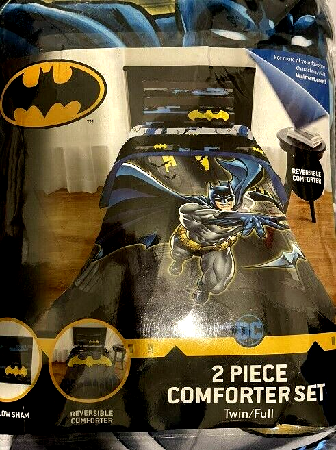 Batman Kids Bedding Reversible Comforter with Pillow Sham Twin/Full New