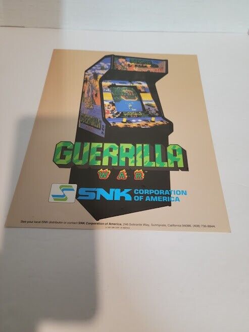 Flyer  SNK,GUERRILLA WAR 1987 Arcade Video Game advertisement original see pic