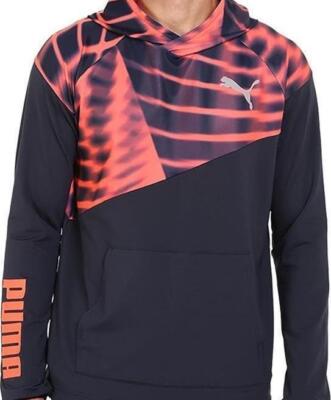  NEW  MENS ASSYM PULLOVER HOODIE NAVY / FIERY RED-PRIN SIZE S #513570  1008