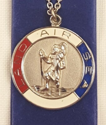 14kt Gold Filled St Gold Plate Heavy Curb Chain Patron Saint Travelers//Motorists 7//8 x 3//4 Christopher Pendant