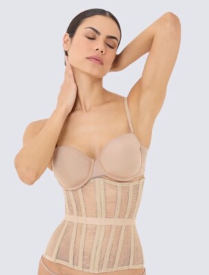 NWT Perfect Corset NY Secret Form Underbust Lace-Up Corset, Beige L $69.99