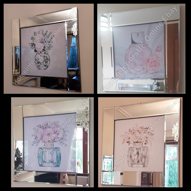 Neutral Bottle With Flowers With Liquid Art Crystals And Mirror Frame Pictures Ebay