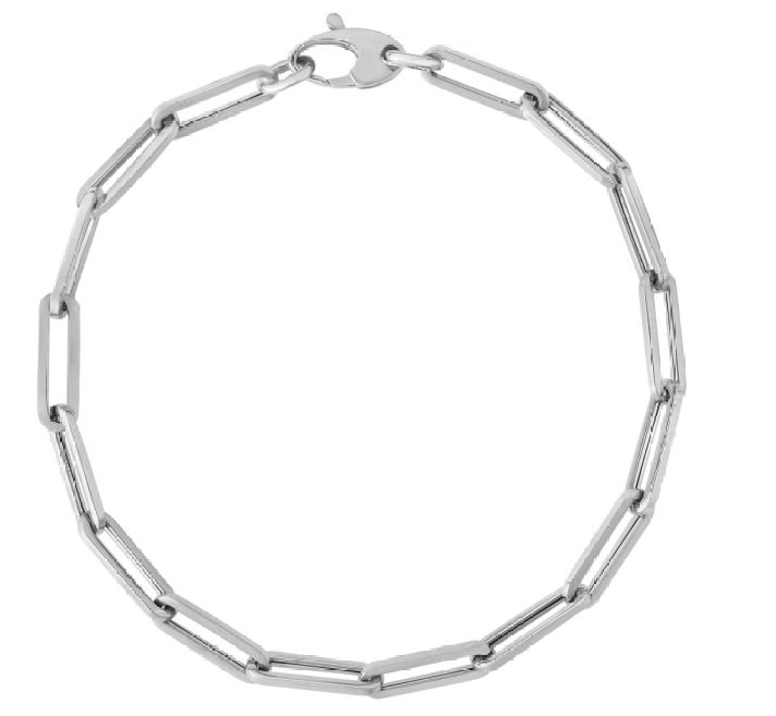 Pre-owned R C I 14kt White Gold Paperclip Link Chain Bracelet 7.5 Inch 4.2 Grams 6.1mm In No Stone