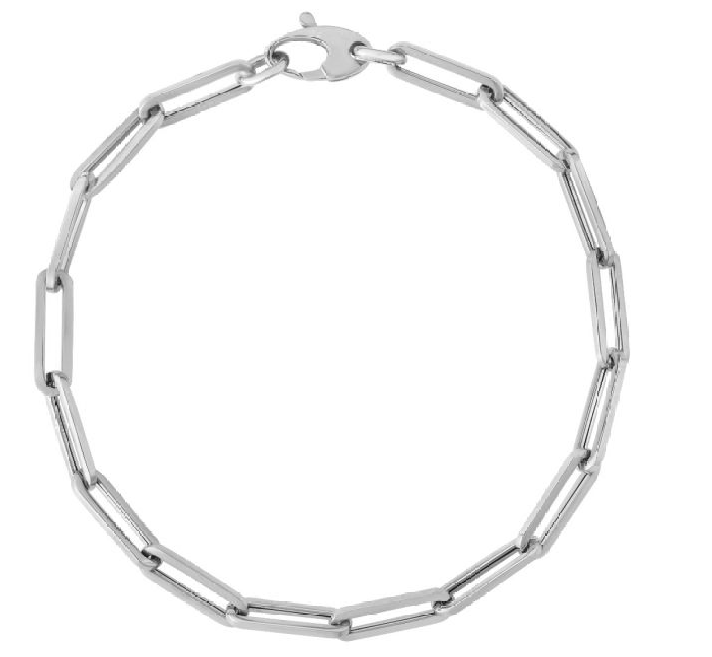 Pre-owned R C I 14kt White Gold Paperclip Link Chain Bracelet 7.5 Inch 2.5 Grams 4.2mm In No Stone