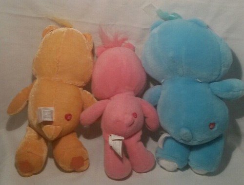 Lot 3 Plush Care Bears: Bedtime Bear 2002, Love-A-Lot 2007, Friendship Bear 2003