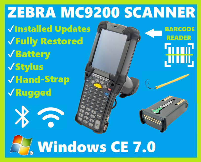 Zebra MC92N0-GA0SXEYA5WR 1D Laser Scanner, AlphaNumeric, Win CE 7.0, Battery!🔥⭐