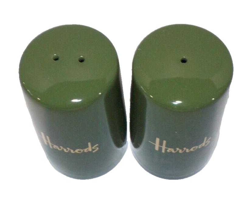 HARRODS SALT & PEPPER CRUET SET 3" SHAKER Green (Super RARE***L@@K)