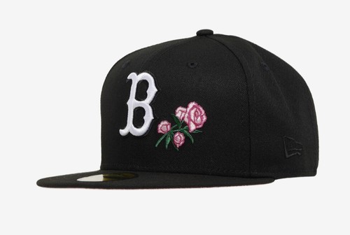 New Era Boston Red Sox Black 5950 Hat 2004 WS Pink Roses