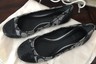 Coach Shine Flats, Sequin Toe Jacquard  Signature C Print Sz 8 *EUC*