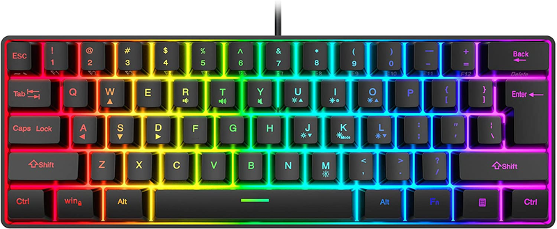 Snpurdiri 60% Wired Gaming Keyboard, RGB Backlit Ultra-Compa