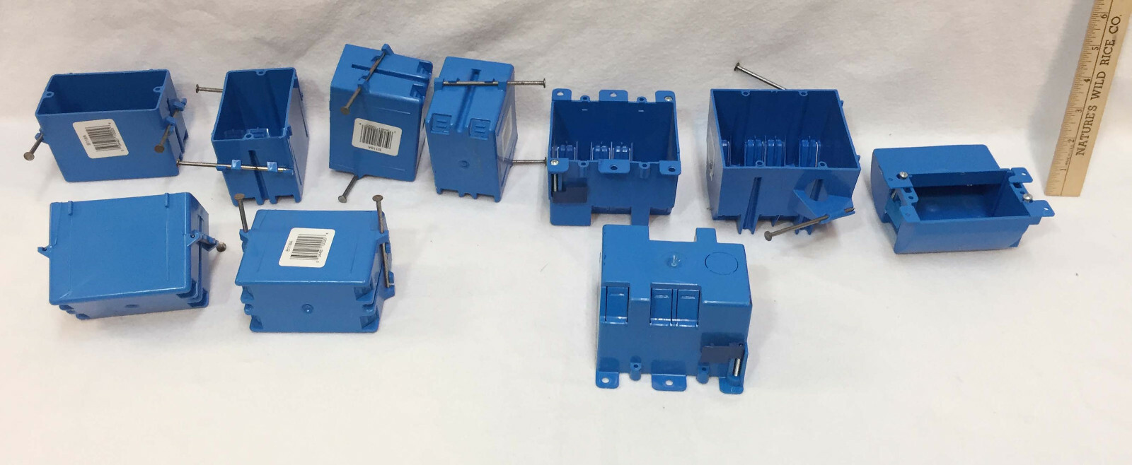 Electrical Gang Box Lot 12 Single Double Outlet Light Switch Covers Blue Plastic