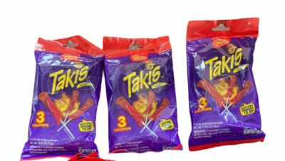  Takis Fuego Lollipops Chamoy Flavor w/ Chili Powder Dip 9 individually wrapped