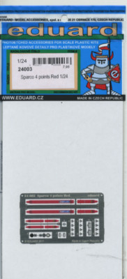Eduard 24003 Racing Car Seatbelts Sparco 4-Points Red 1/24 Scale Painted PE