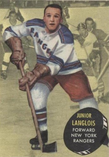 1961/62 TOPPS NHL HOCKEY CARD #46 AL LANGLOIS KSA 8 NM/MINT SHARP+