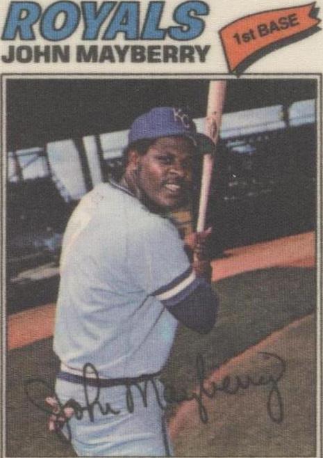 Parches de béisbol Topps 1977 pegatinas de tela - John Mayberry #27