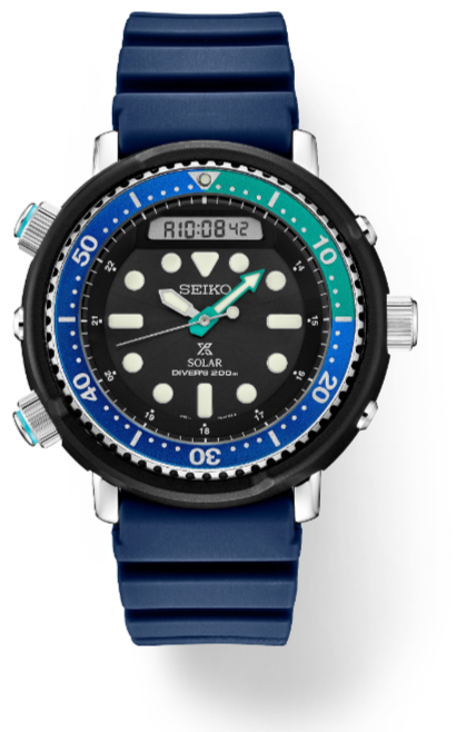 Pre-owned Seiko Prospex Solar Analog-digital Diver Diver's 47.8 Mm Black Dial Men's Watch