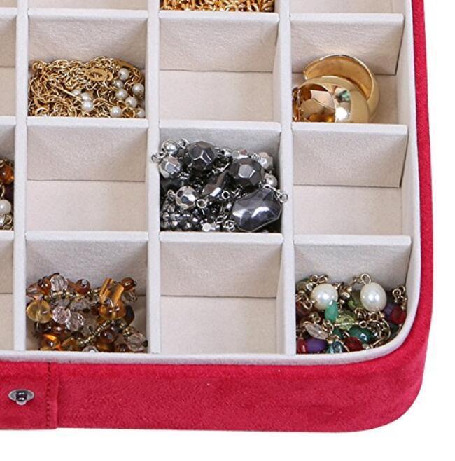 Plush Fabric Jewelry Box with Twenty-four Sections 4