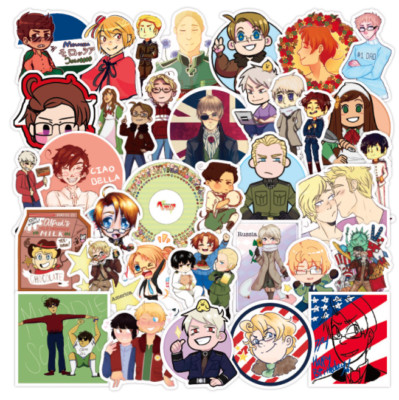 Mix50 PCs Hetalia Axis Powers Anime Luggage Laptop Notebook Sticker-No Duplicate
