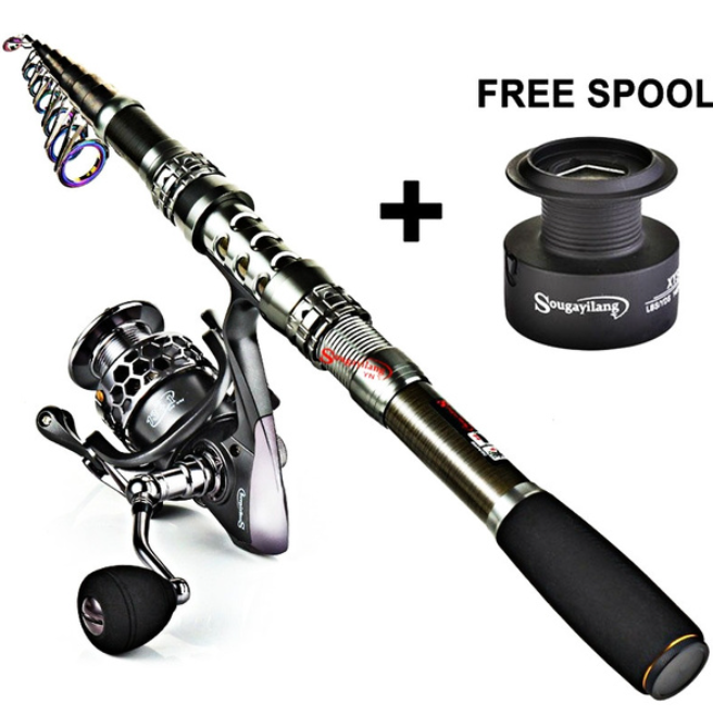 Fishing Rod and Reel Portable Telescopic Fishing Pole Spinning Reel for Travel