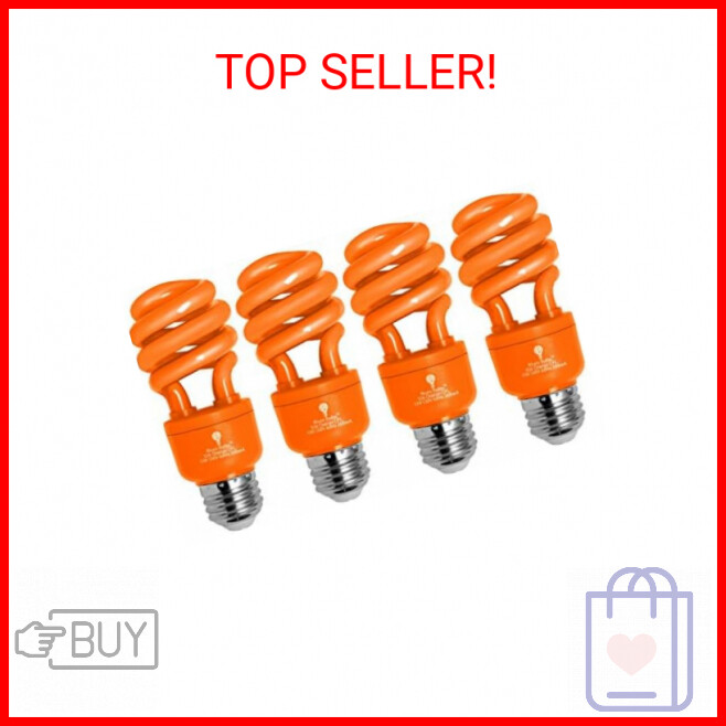 4 Pack CFL Orange Light Bulb 13W - 50-Watt Equivalent E26 Spiral Replacement Bul