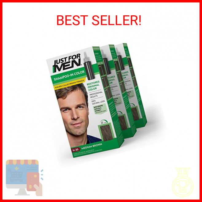 Just For Men Shampoo-In Color, Medium Brown, H-35, 3 Pack