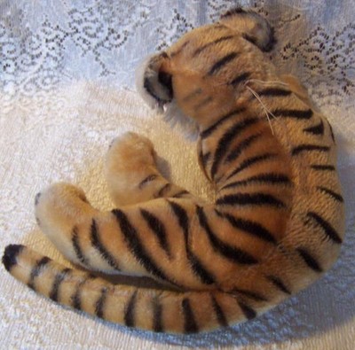 Vintage 1950s STEIFF Stuffed MOHAIR Plush TIGER Germany MUSICAL 20